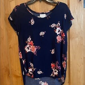 Liz Claiborne Navy Floral Blouse